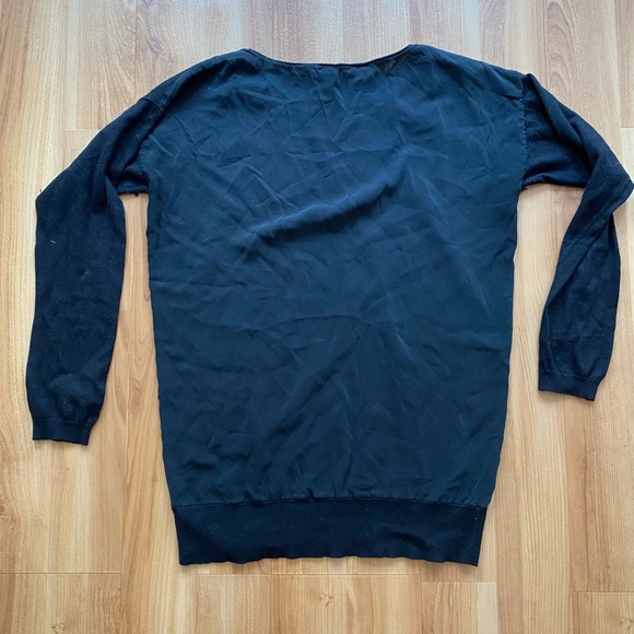 THEORY BLACK CHIFFON BACK KNIT TOP With CASHMERE M - Picture 7 of 7